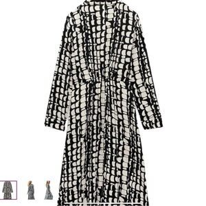 ZARA LONG PRINT DRESS BLACK / WHITE SIZE L | 3198/040/064